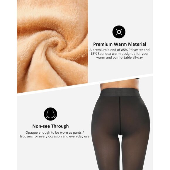 Winter Warm Fleece Translucent Leggings Women Thick Thermal Velvet Tights Wear - Picture 4 of 5